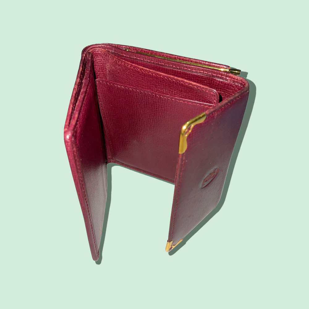 Cartier Red Tri-fold Wallet with Gold Accents - Picture 8 of 13